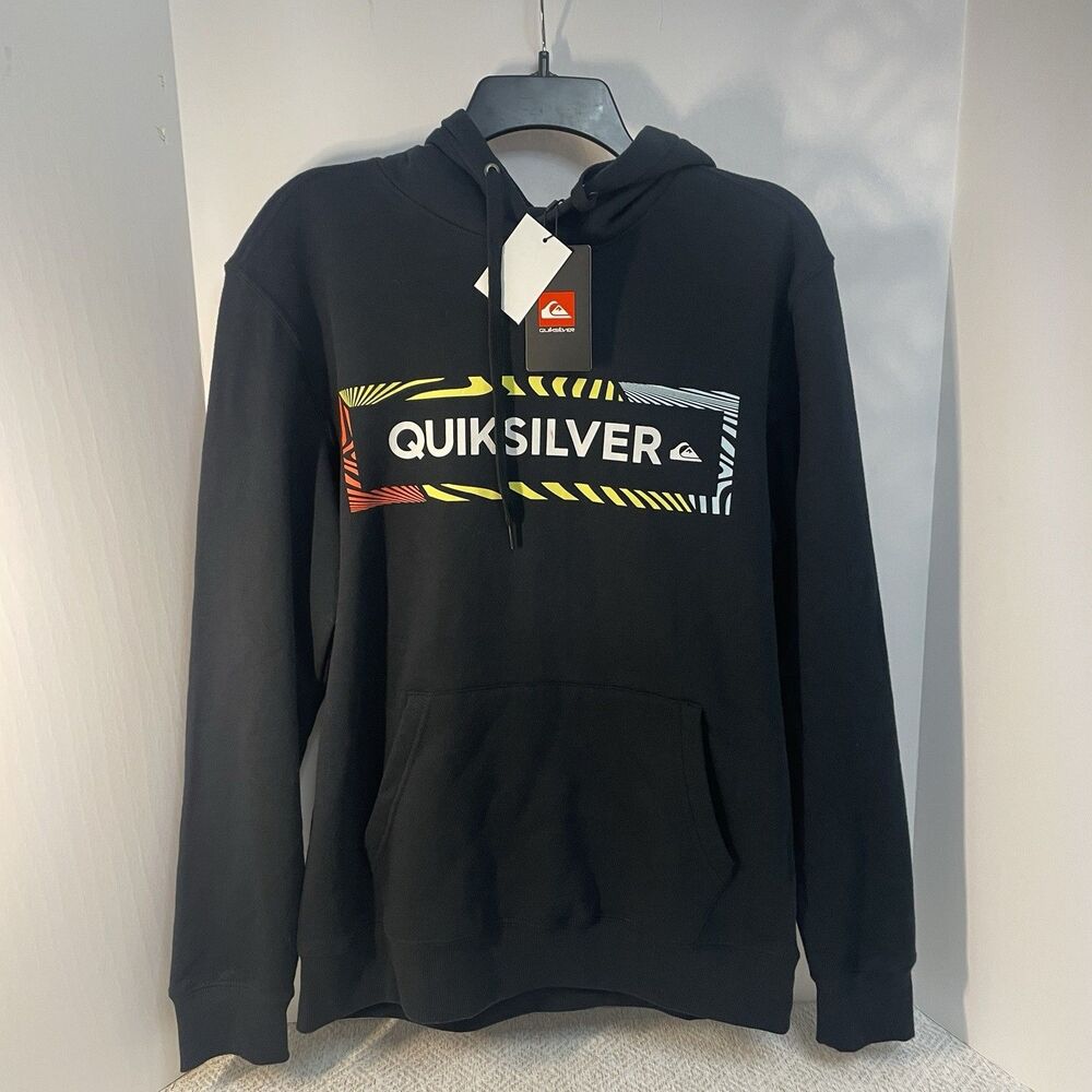 Quicksilver Mens S Black Long Sleeve Hoodie NWT